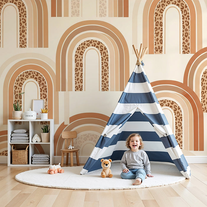 Papier de parede pre detsku izbu | Jemné dúhy a leopardie vzory