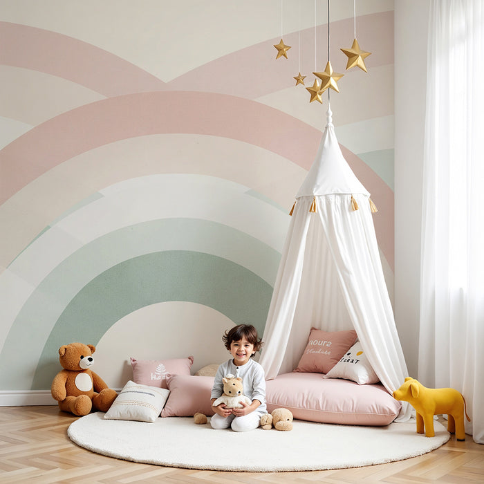 Barntapet | Mjuka och pastellfärgade regnbågar för en lugnande atmosfär