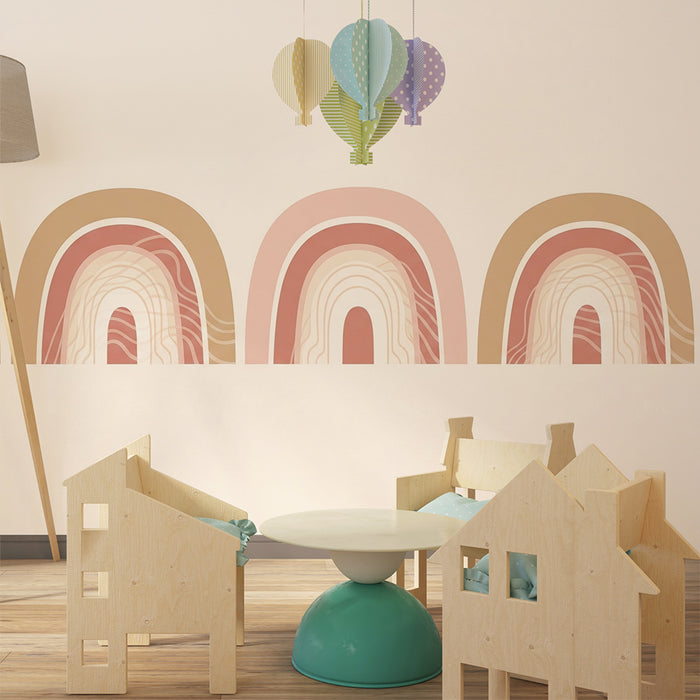 Børneværelse tapet | Blide og pastelfarvede regnbuer
