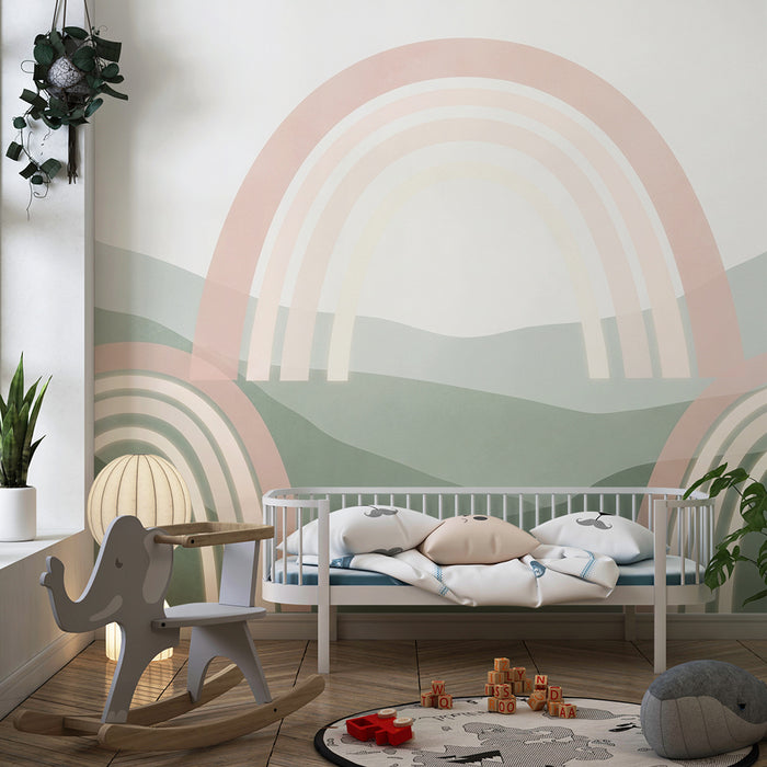Barntapet | Mjuka regnbågar mot lugnande kullar i bakgrunden