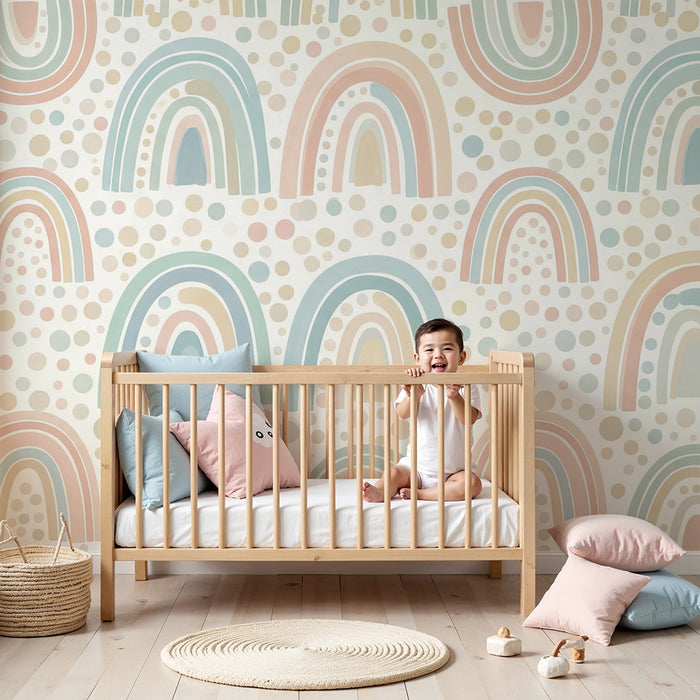Tapet za detska staia | Pastelni dǎgovi i tsvetni to4ki
