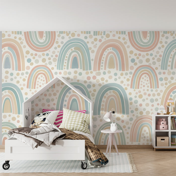 Tapet za detska staia | Pastelni dǎgovi i tsvetni to4ki