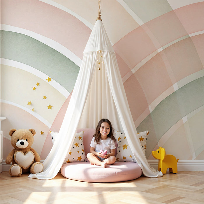 Børneværelse tapet | Buer i blide og beroligende farver