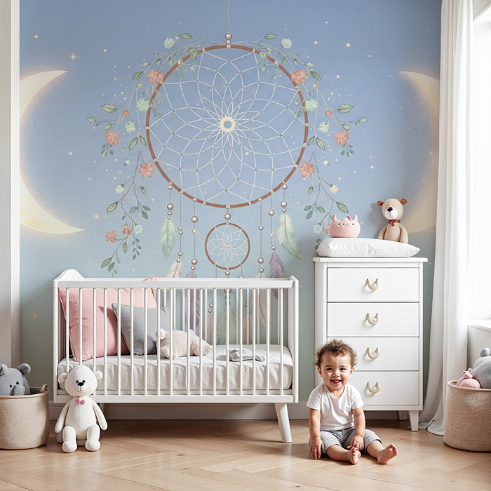 Tapet za detska staia | Нежен детски сън с луни и звезди