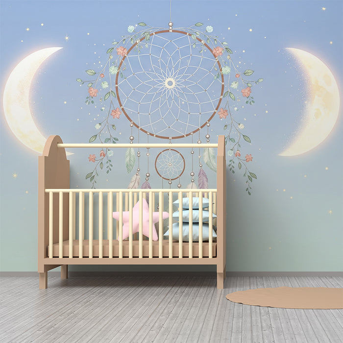 Tapet za detska staia | Нежен детски сън с луни и звезди