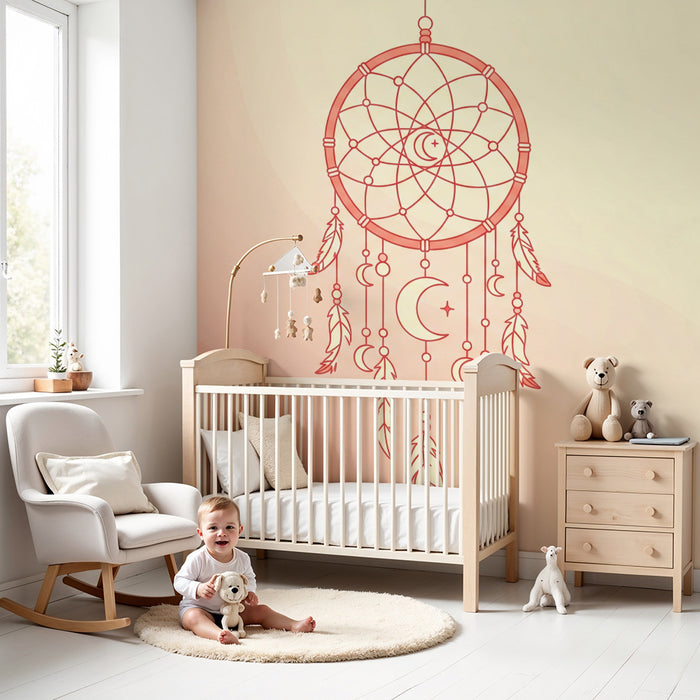 Papel pintado infantil | Atrapasueños delicado sobre fondo pastel