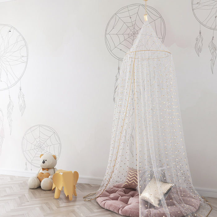 Nursery room wallpaper | Delicate dream catchers on a pastel background