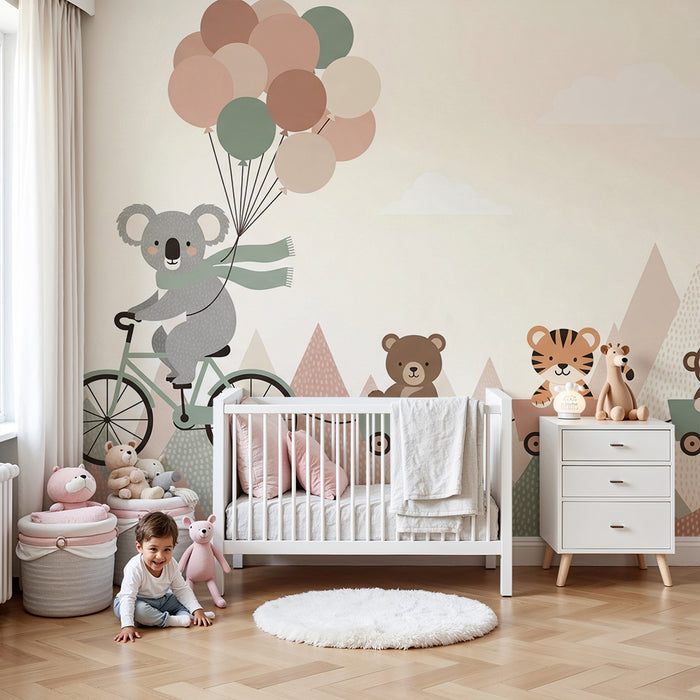 Tapeta do detskej izby | Farebné dobrodružstvo s koalou a jej priateľmi zvieratami