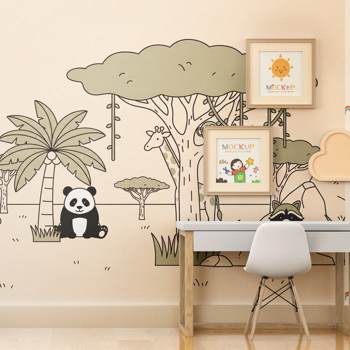 Papel de parede quarto bebê | Приключение в джунглата със сладки животни