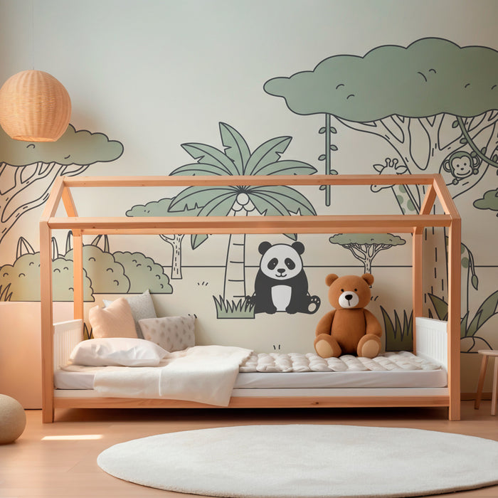 Papel de parede quarto bebê | Приключение в джунглата със сладки животни