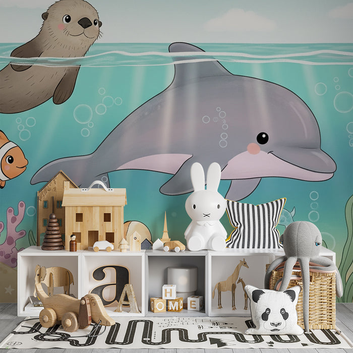 Papel de parede quarto bebê | Подводно приключение с морски животни