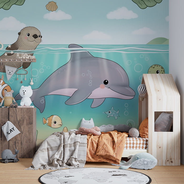 Papel de parede quarto bebê | Подводно приключение с морски животни