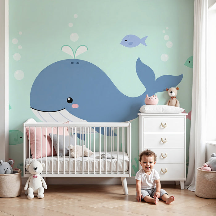 Barntapet | Glada valar och färgglada fiskar i en undervattensvärld