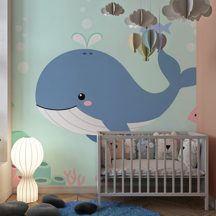 Barntapet | Glada valar och färgglada fiskar i en undervattensvärld