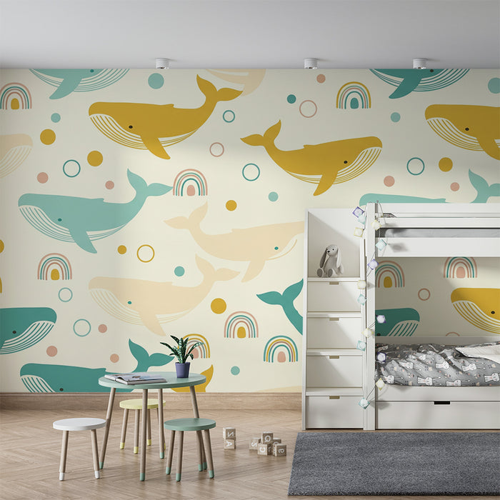 Papel de parede quarto bebê | Цветни китове и дъги