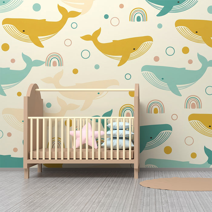 Papel de parede quarto bebê | Цветни китове и дъги