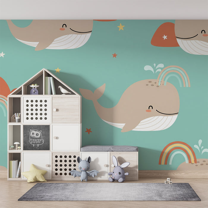 Tapet za detska staia | Veseli kitove i dǎgobraniе