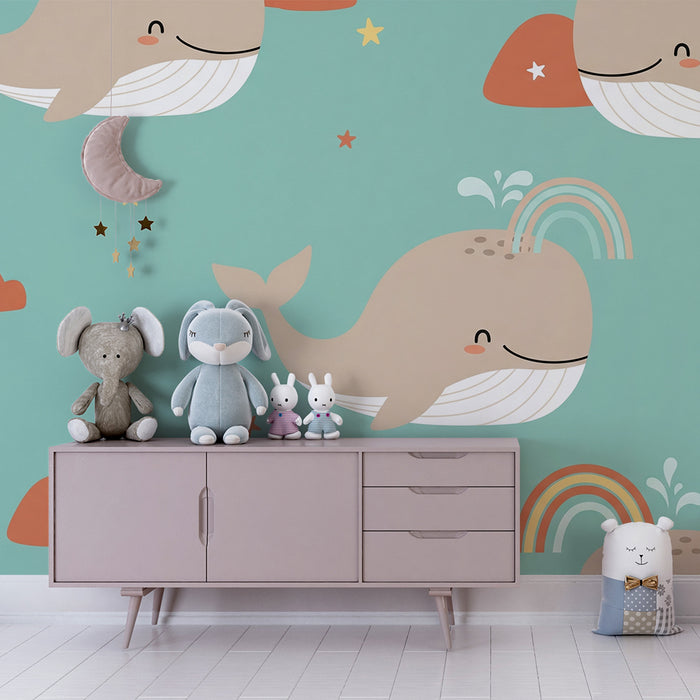 Tapet za detska staia | Veseli kitove i dǎgobraniе