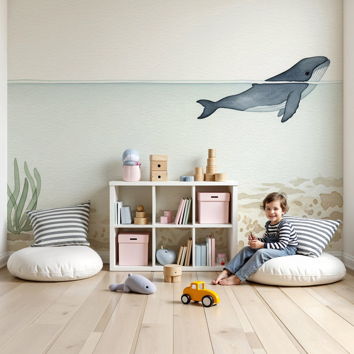 Nursery room wallpaper | Ballet of whales underwater