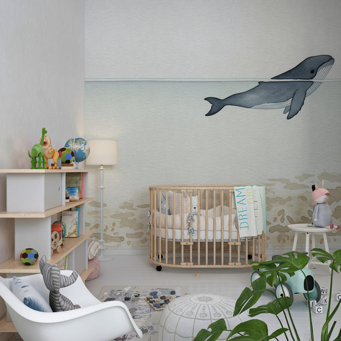 Nursery room wallpaper | Ballet of whales underwater