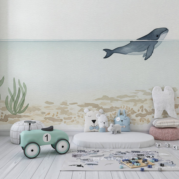 Nursery room wallpaper | Ballet of whales underwater