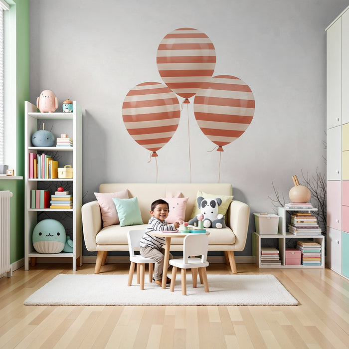 Paberi tapeet beebi tuba | Triibulised õhupallid õrnas ja rahustavas taevas