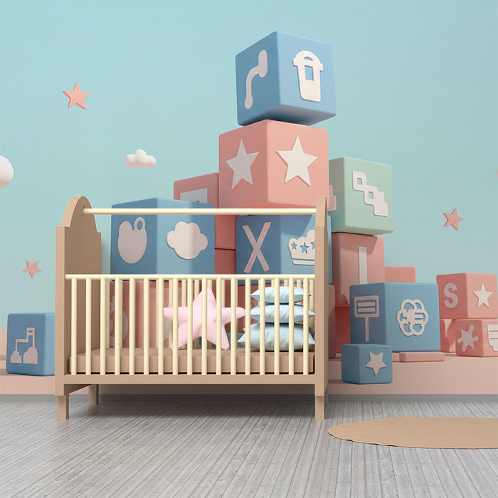 Barntapet | Färgglada byggklossar med lekfulla mönster