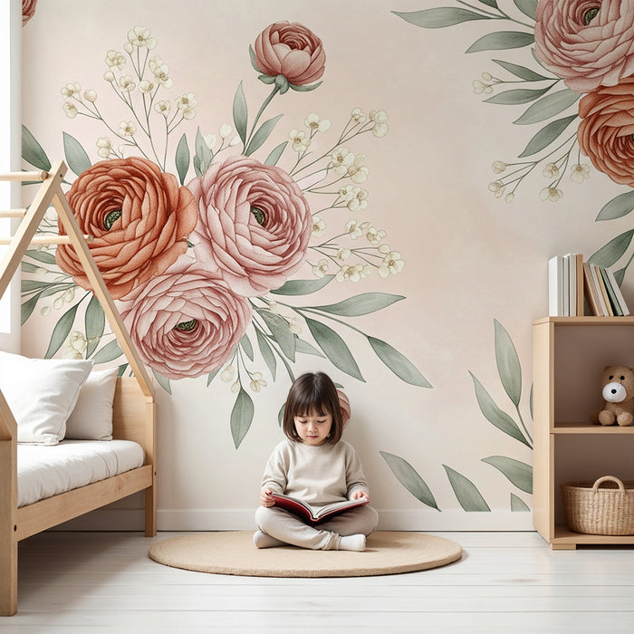 Papier peint chambre bébé | Bouquet de fleurs