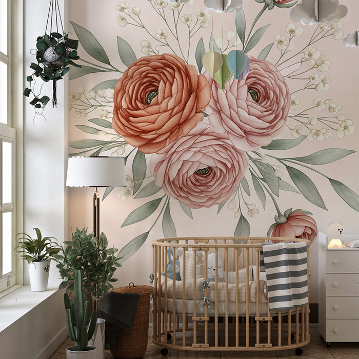 Papier peint chambre bébé | Bouquet de fleurs