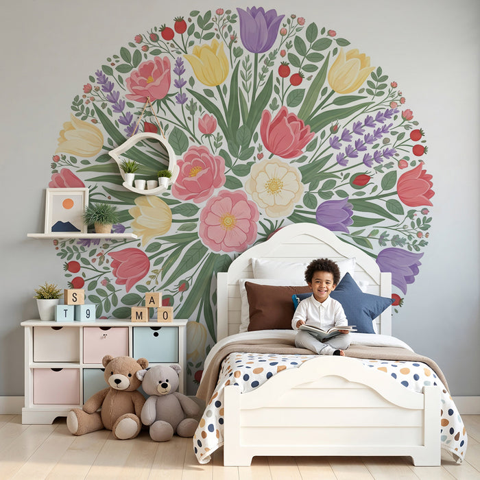 Papel de parede quarto bebê | Buket šarenih i delikatnih cvjetova