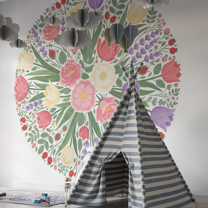 Papel de parede quarto bebê | Buket šarenih i delikatnih cvjetova