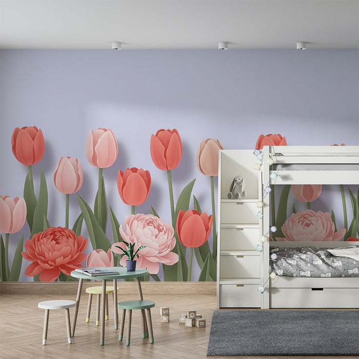 Papier de parede izby pre bábätko | kytice pastelových tulipánov
