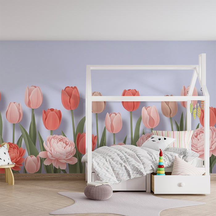 Papier de parede izby pre bábätko | kytice pastelových tulipánov