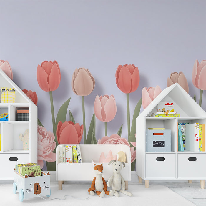 Papier de parede izby pre bábätko | Pastelové tulipány bouquet