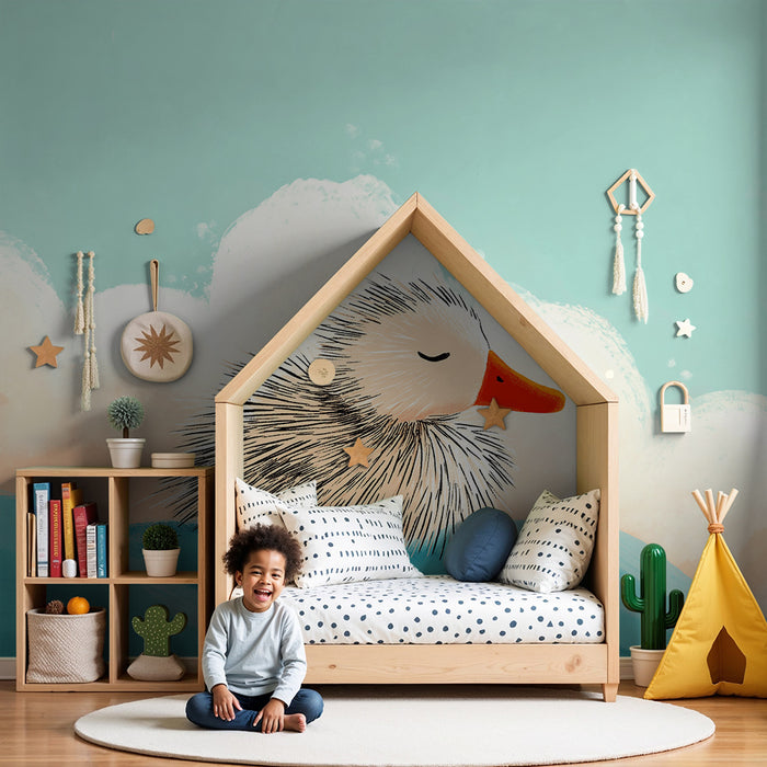 Lastenhuoneen tapetti | Söpö ankka aalloilla