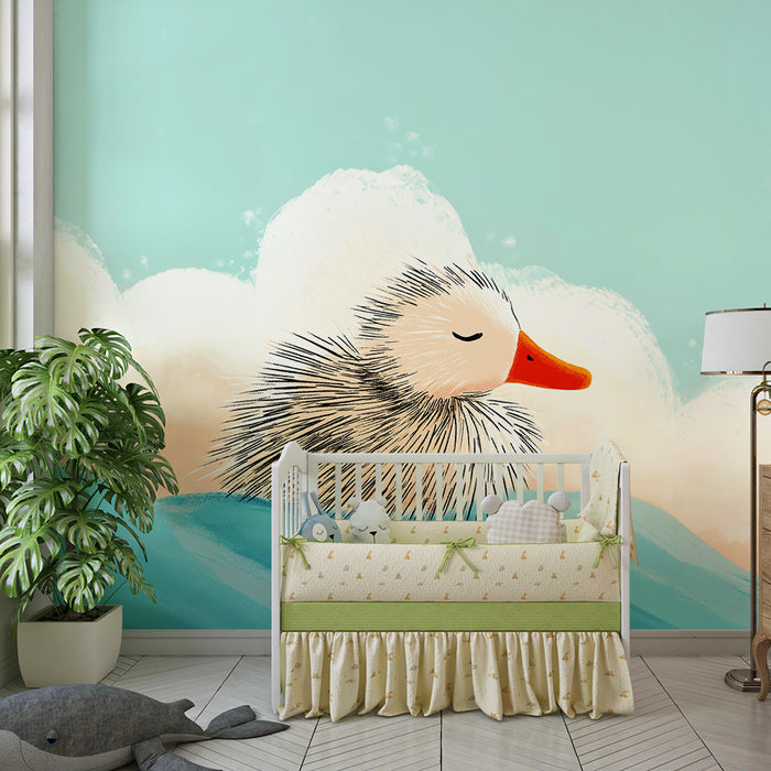 Lastenhuoneen tapetti | Söpö ankka aalloilla