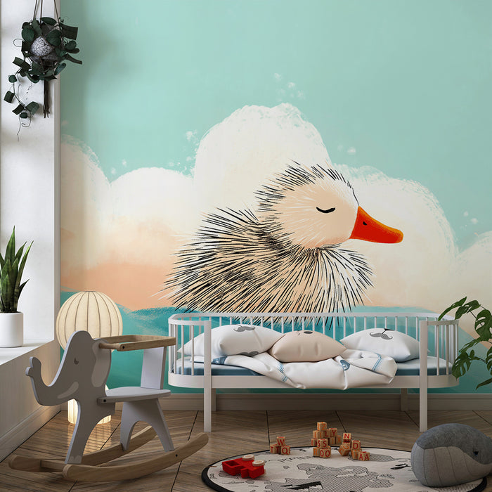 Lastenhuoneen tapetti | Söpö ankka aalloilla