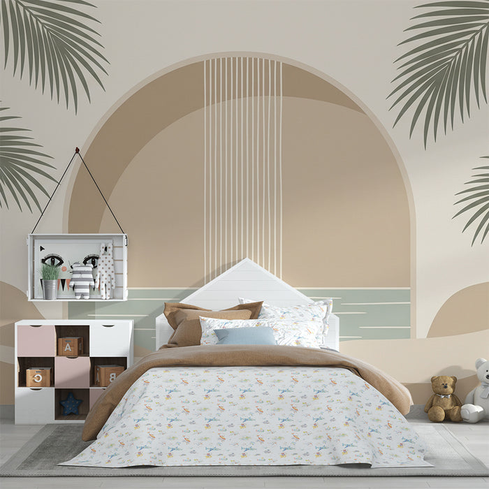 Behang babykamer | Rustgevende waterval met tropisch blad