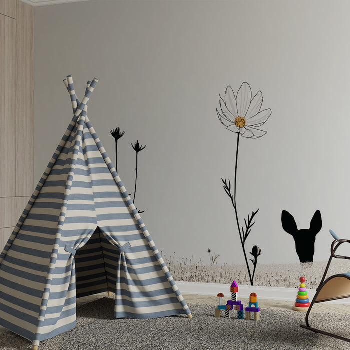 Lastenhuoneen tapetti | Herkkä peura ja rauhoittavat kukat