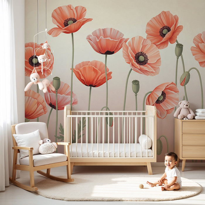 Papier de parede do detskej izby | Jemné pole makov
