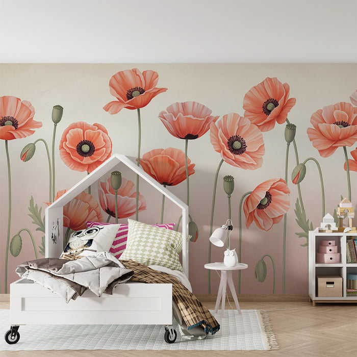 Papier de parede do detskej izby | Jemné pole makov