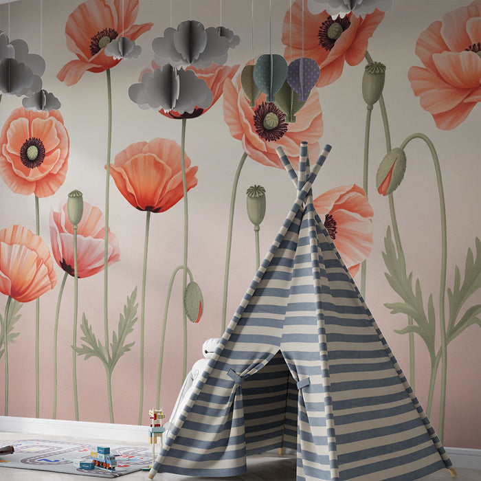 Papier de parede do detskej izby | Jemné pole makov