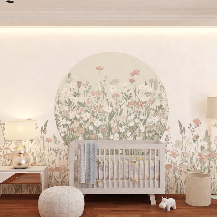 Papel de parede quarto bebê | Απαλά λουλούδια σε απαλούς τόνους
