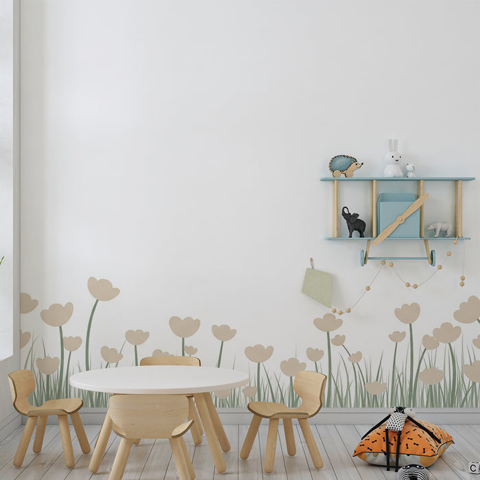 Nursery room wallpaper | Field of delicate and soft flowers