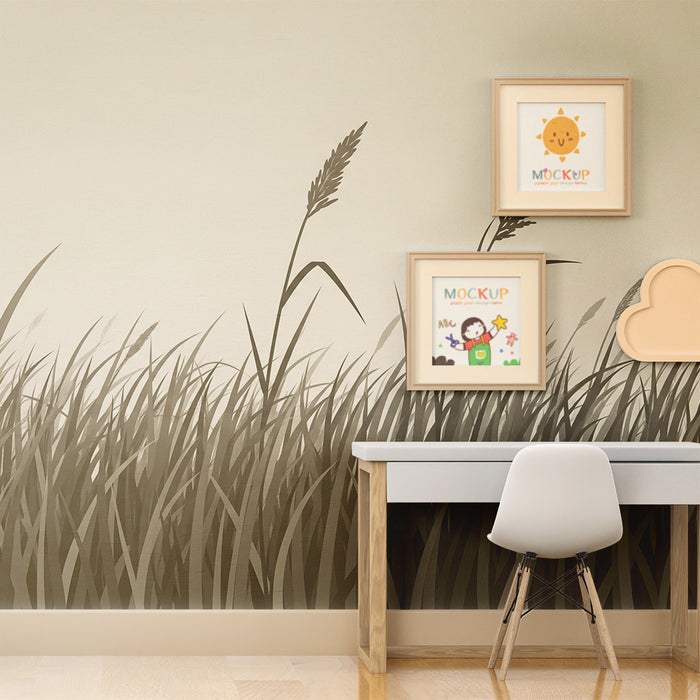 Papel pintado infantil | Campo de suaves y calmantes gramíneas