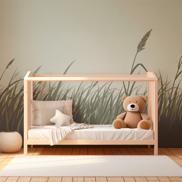 Papel pintado infantil | Campo de suaves y calmantes gramíneas