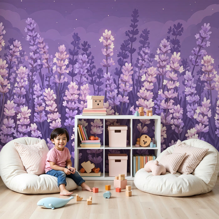 Papel de parede quarto bebê | Campo de lavanda calmante