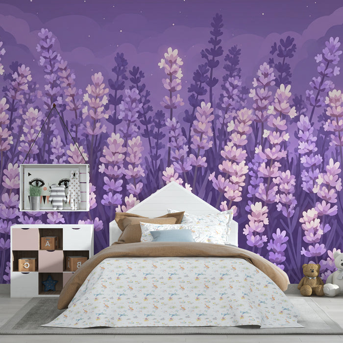 Papel de parede quarto bebê | Campo de lavanda calmante