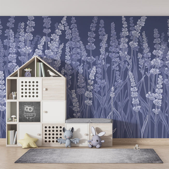 Papier peint chambre bébé | Champ de lavande aux couleurs apaisantes