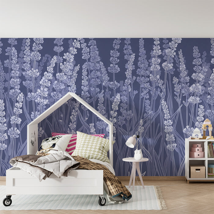 Papier peint chambre bébé | Champ de lavande aux couleurs apaisantes